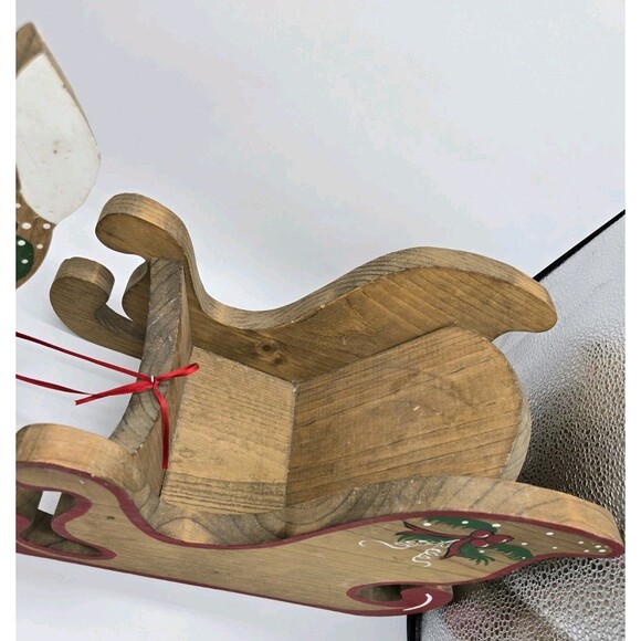 Vintage Wooden Christmas Reindeer & Sleigh Set Holiday Xmas Wooden Decor *AS IS* - Picture 4 of 16